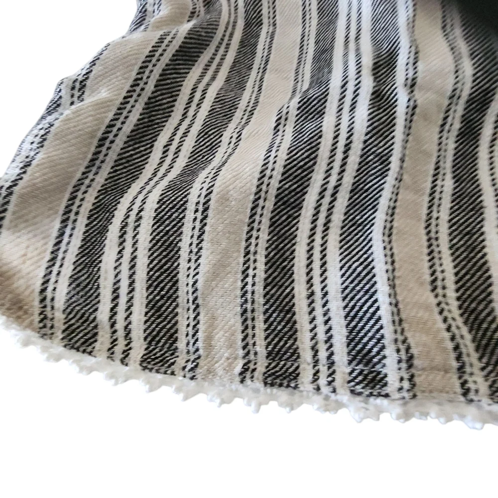 Caslon Black and Beige Striped Linen Blend Shorts Women Size L - Picture 6 of 10